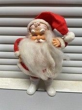 Vtg 1950s Rubber Face Santa Claus Doll 7  Plush Body Japan Ornament MCM