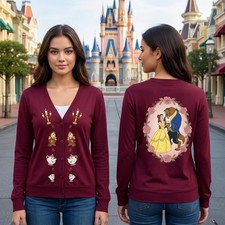 Beauty And The Beast Belle Princess Enchanted Rose Knitted Cardigan