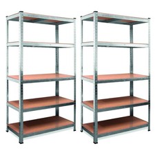 Set 2 Scaffale Alta Portata 875 Kg Metallo 5 Ripiani mdf modulare H180xL90xP40cm