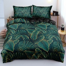 Luxury Palm Leaves Duvet Cover Set Tropical Bedding Set with Pillowcases Mode...