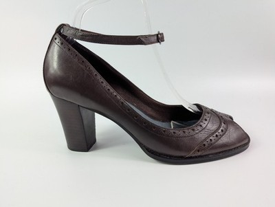 Aerosoles braune Lederschuhe mit hohem Absatz Knöchelriemen UK 7,5