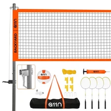 A11N Outdoor Volleyball and Badminton Combo Set - Includes Adjustable Height ...