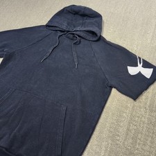 Under Armour Short Sleeve Hoodie Men Medium Rival Fleece Black Bodybuilding Rock