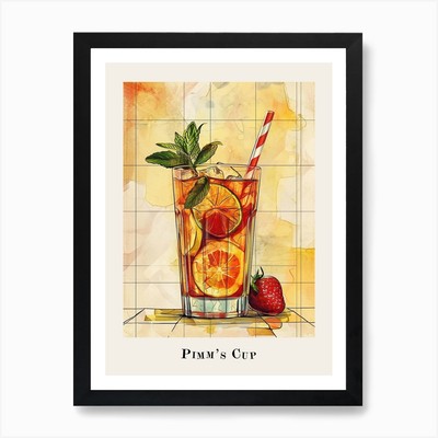 Pimm S Cup Kachel Poster 6 Kunstdruck gerahmt Wandbild Poster Leinwanddruck Bild