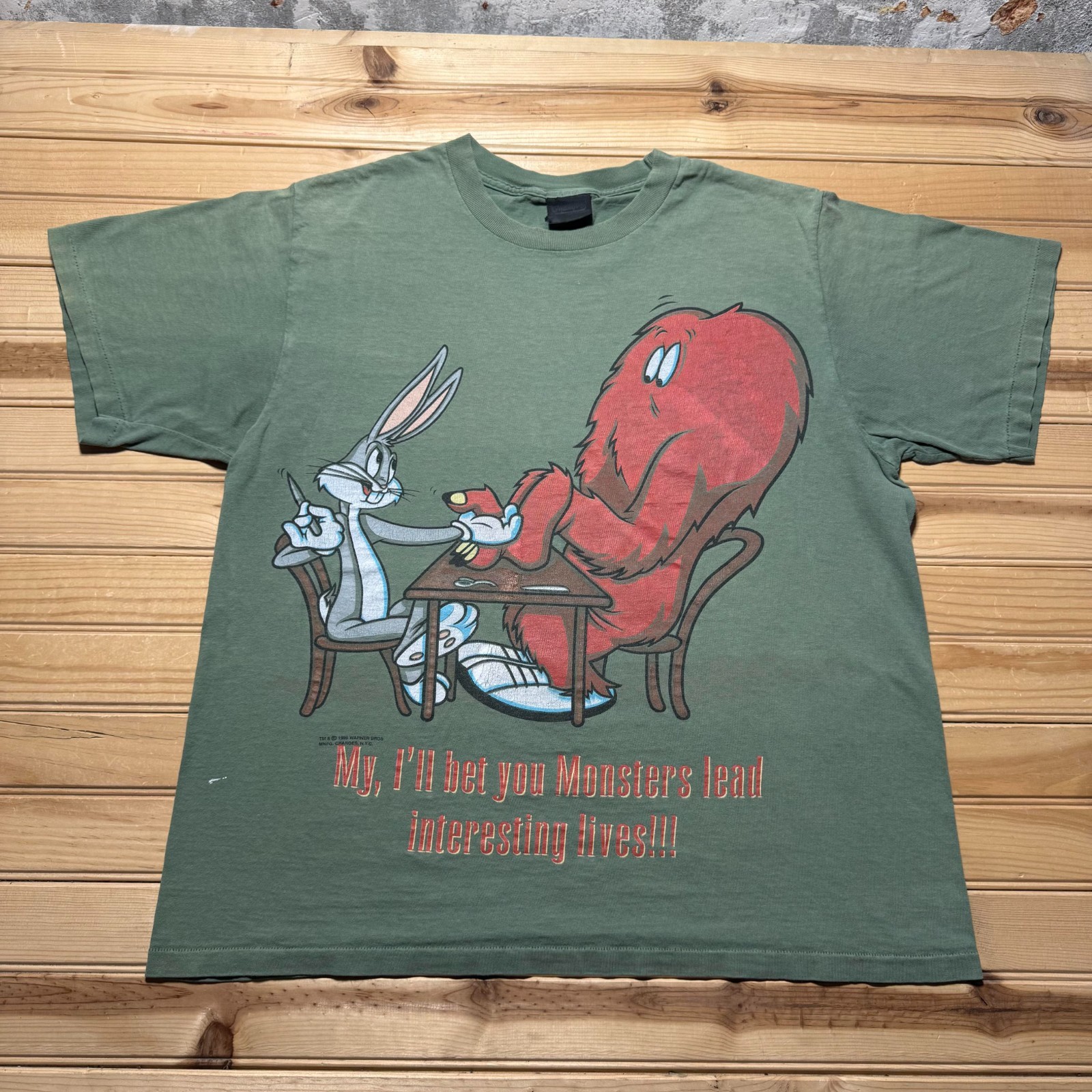 Vintage 1995 Warner Bros Looney Tunes Bugs Bunny Gossamer Cartoons T-Shirt - XL