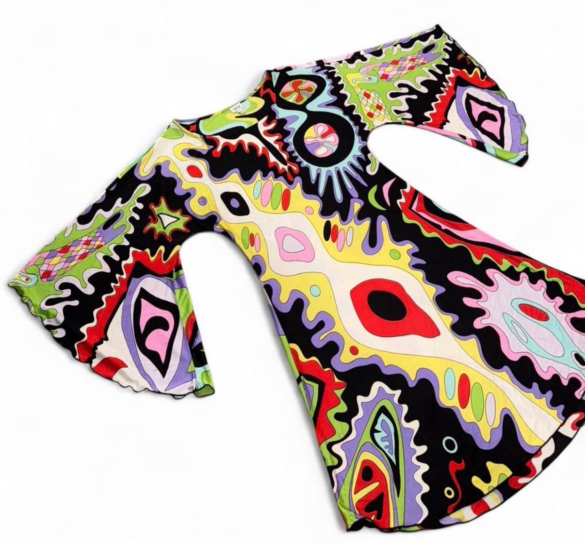 Cache mod print multicolor silk jersey dress with… - image 5