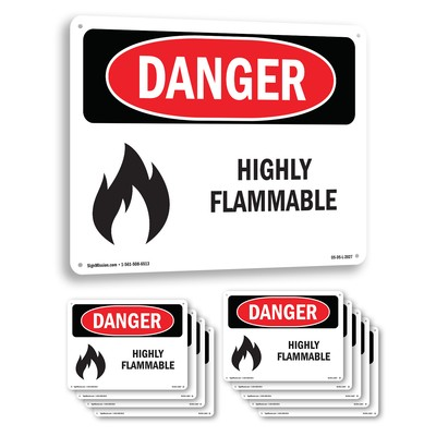 #ad Highly Flammable OSHA Danger Sign Metal Plastic Or Decal 5 or 10 Pack $185.99
