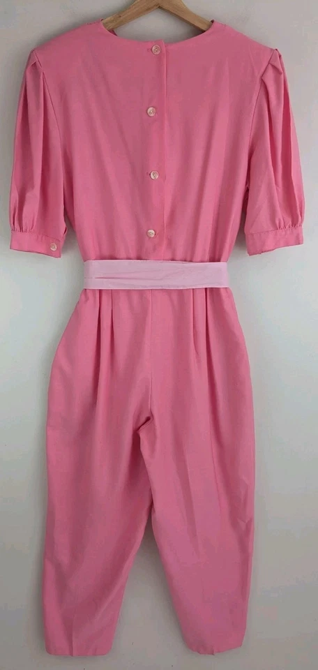 Fabuloso Mono Vintage Años 80 Hecho en Hawaii Almohadillas para el Hombro Pierna Cónica Mameluco 8 10 Foto 2 de 4