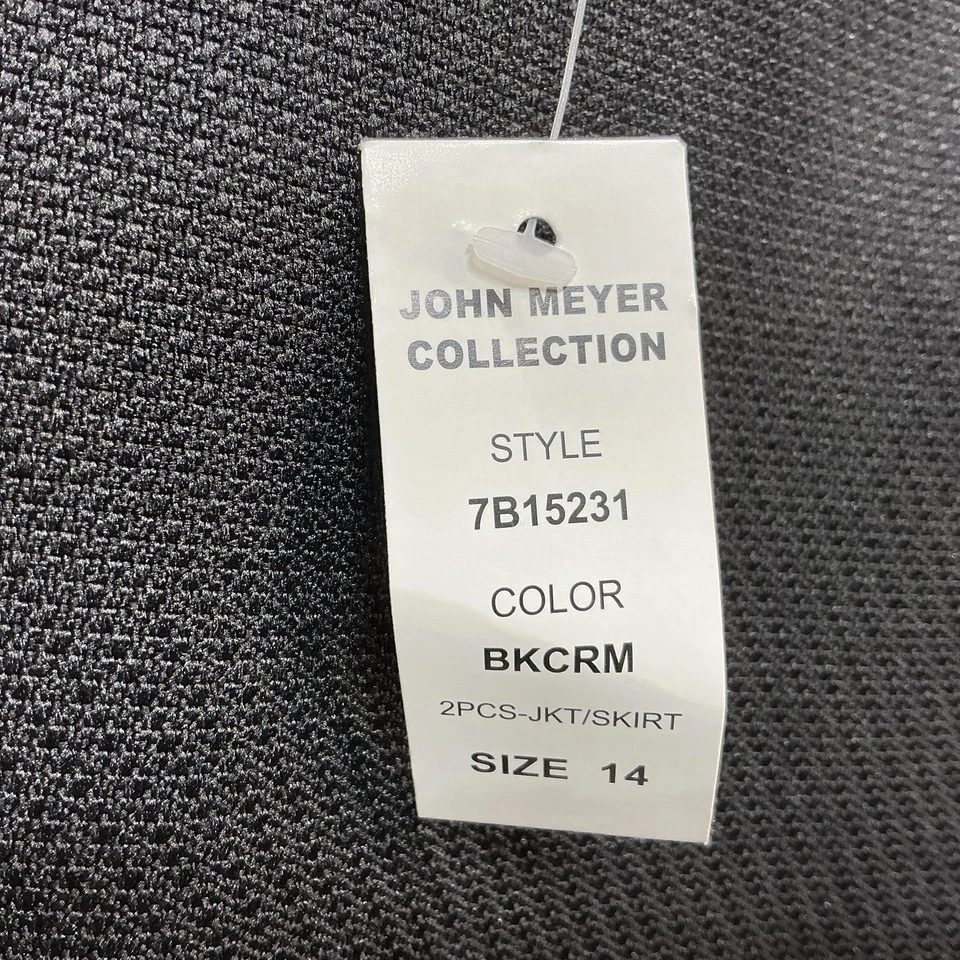 John Meyer Colección Falda Traje Mujer Talla 14 Negro Blanco Volantes Chaqueta Carrera Foto 4 de 4