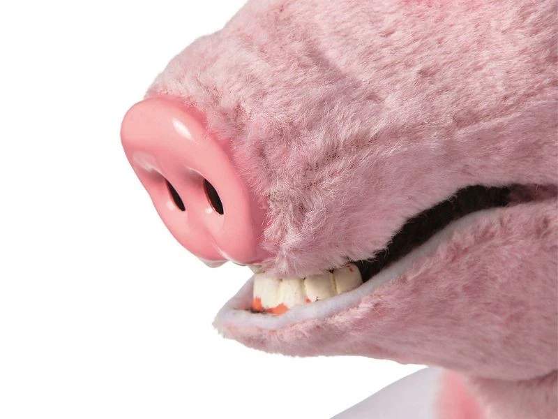 Adult Pig Mask Moving Mouth Overhead Halloween Costume Prop Pink Animated Farm - Image 2 of 4