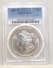 1883-O $1 Morgan Dollar PCGS Graded MS63 Edge Toning on Back - FREE SHIPPING !