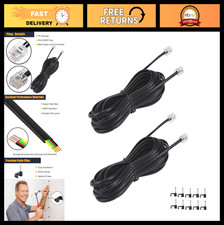 25FT Telephone Extension Cord - Landline Phone Cable with RJ11 Plugs, 2 Pack, Cl