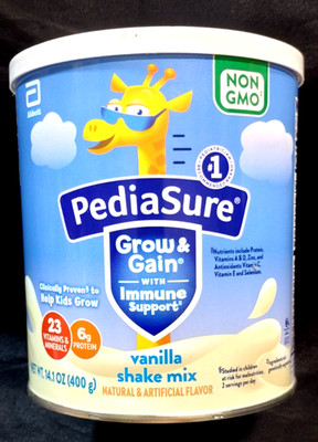 PEDIASURE GROW AND GAIN IMMUNE SUPPORT VANILLA SHAKE MIX 14.1oz/400g AUG2026