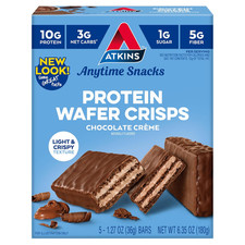 Atkins Chocolate Creme Protein Wafer Crisps, 4g Net Carb, 1g Sugar, 5 Count