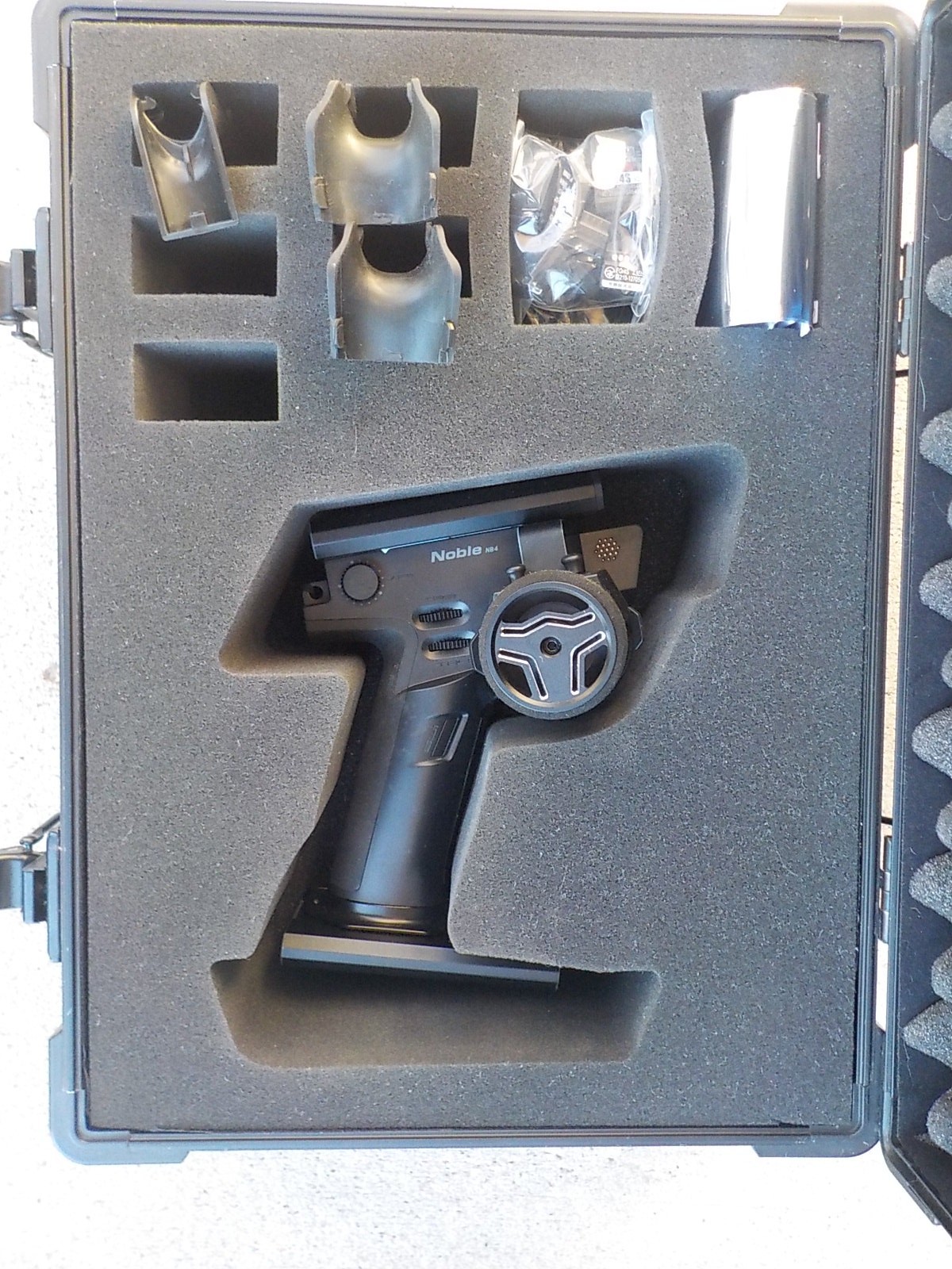 Nice Flysky Noble NB4 Transmitter w/Five FGr4S Receivers & Protek RC Alum. Case