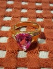 Vintage 925 Silver Gold Vermeil Pink Cubic Zirconia Ring Size 10 — photo 3
