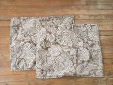 Set 2 Noble Excellence Linen Blend Brown Boho Floral Print Pillow Shams Standard