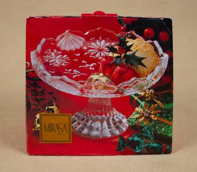 MIKASA CRYSTAL SNOWFLAKE FROST 6.5'' FOOTED CANDY BONBON DISH BOWL SA 959/527 NIB