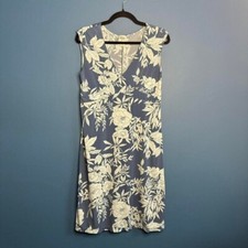 Y2K Old Navy Dress Women's Size Medium Blue Floral V neck Beach Summer Vacation