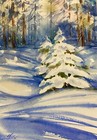 Winter Forest Watercolor original painting