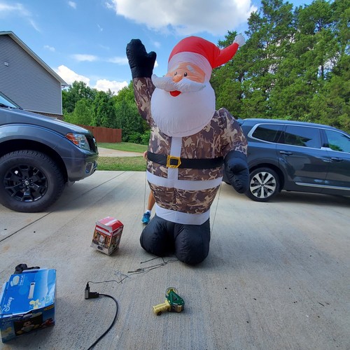 Weihnachten LUFTGEBLASEN AUFBLASBAR TARNFARBEN SANTA MILITÄR 7 FT Gemmy Holiday Time - Bild 2 von 9