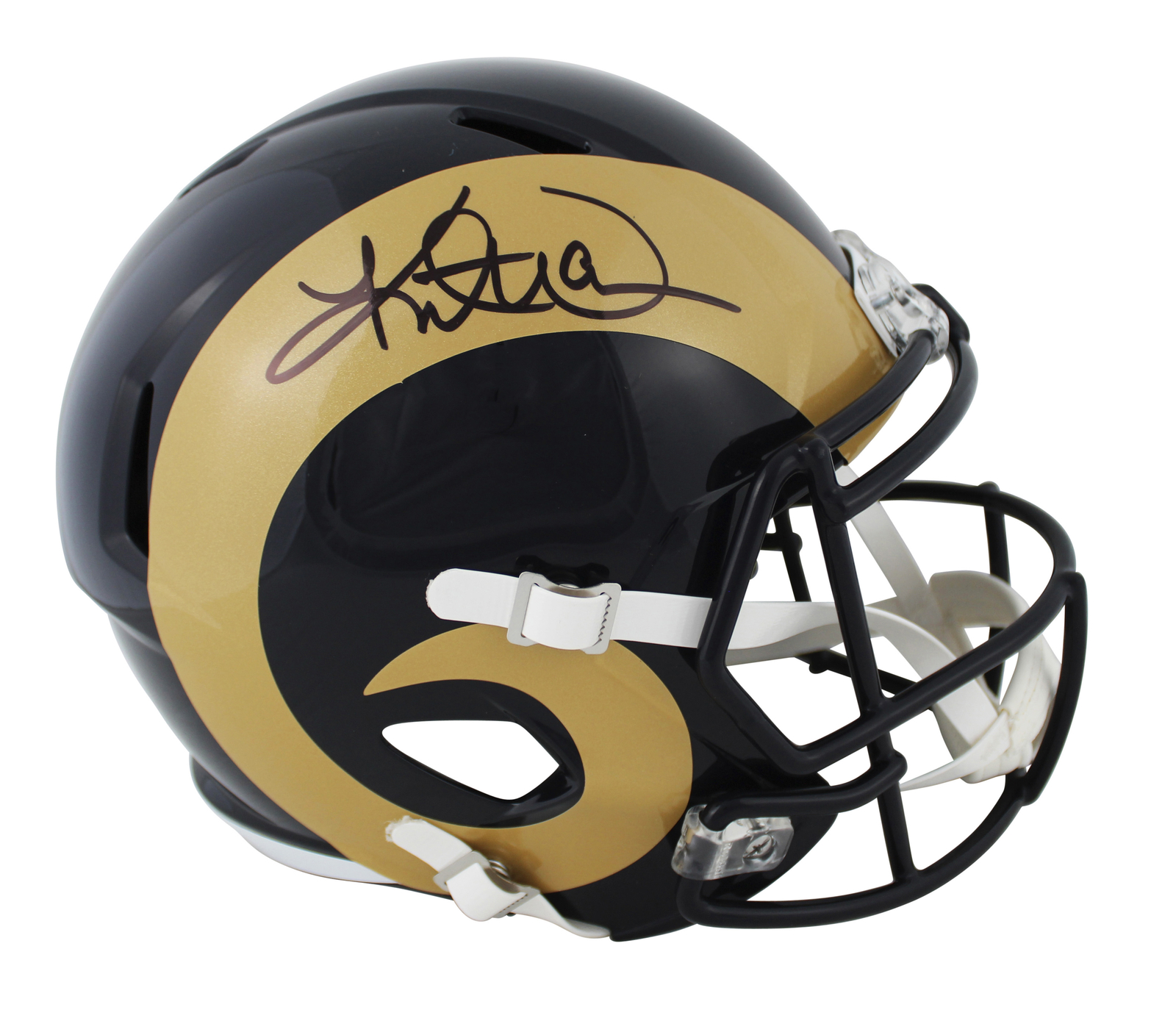 Kurt Warner Autographed Signed Rams 2000-16 Tb Speed Full Size Speed Rep Helmet Beckett Witness 
