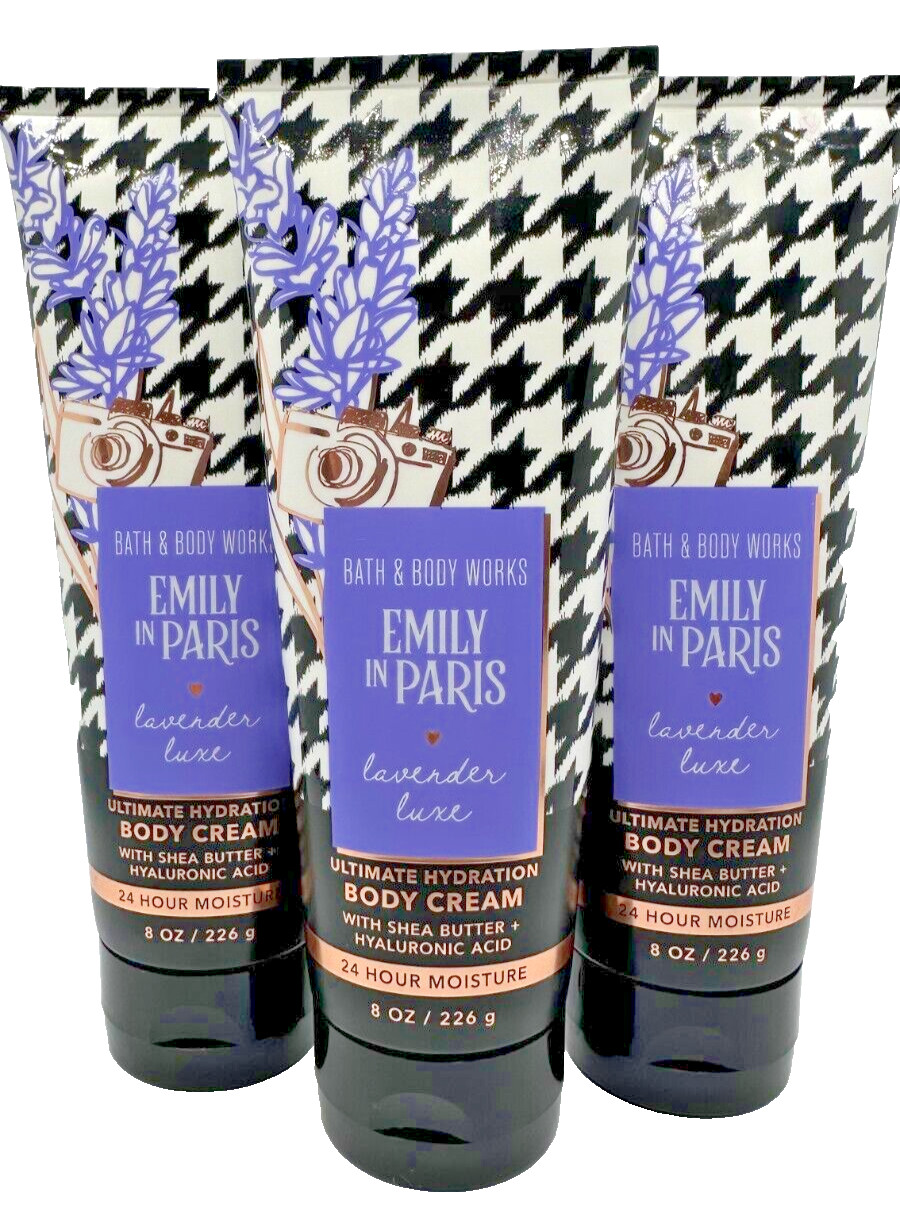 Bath & Body Works LOT 3 Emily In Paris Lavender Luxe Body Cream Lotion 8 oz 3PK