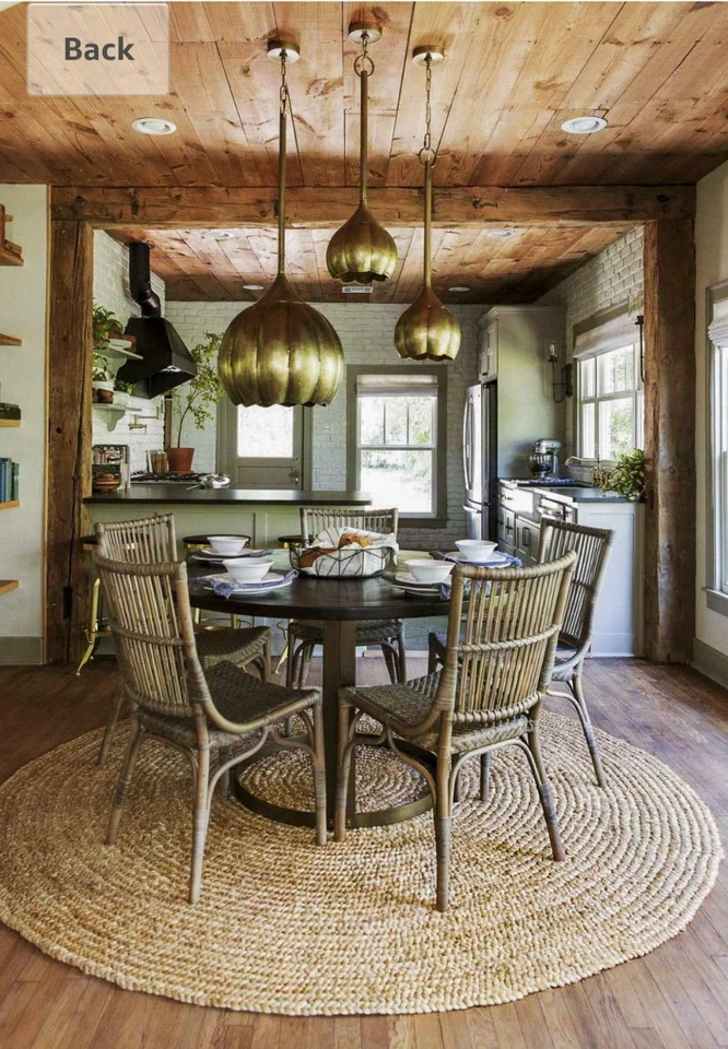 Round Rug Natural Jute Braided Handmade Circle Rug Farmhouse Jute Rug, Beige - Image 4 of 4