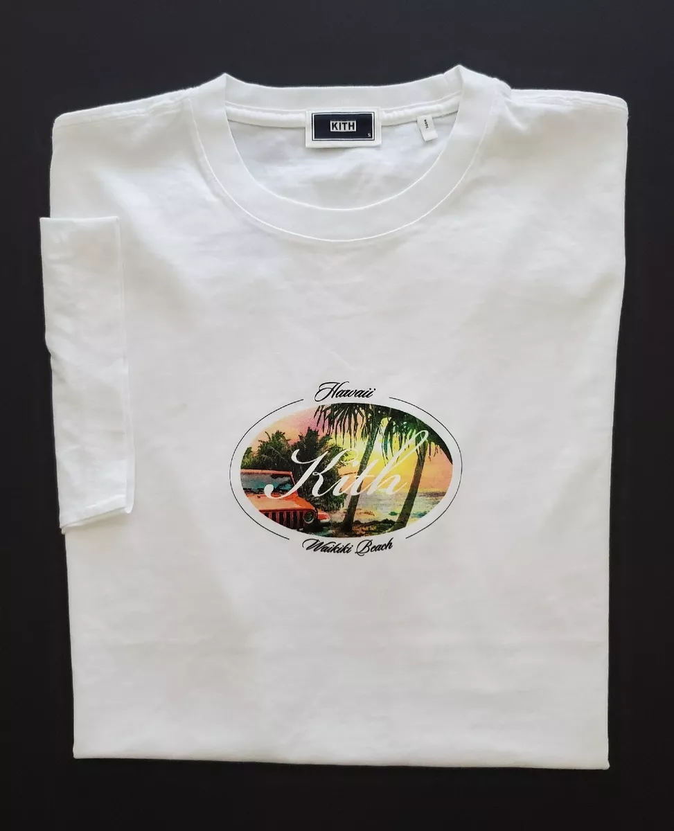 NEW KITH Mens Hawaii Waikiki Beach White Tee T Shirt Authentic Sz
