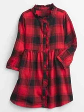 NWT Baby Gap Girls Dress shirtdress buffalo red black plaid holiday u pick size