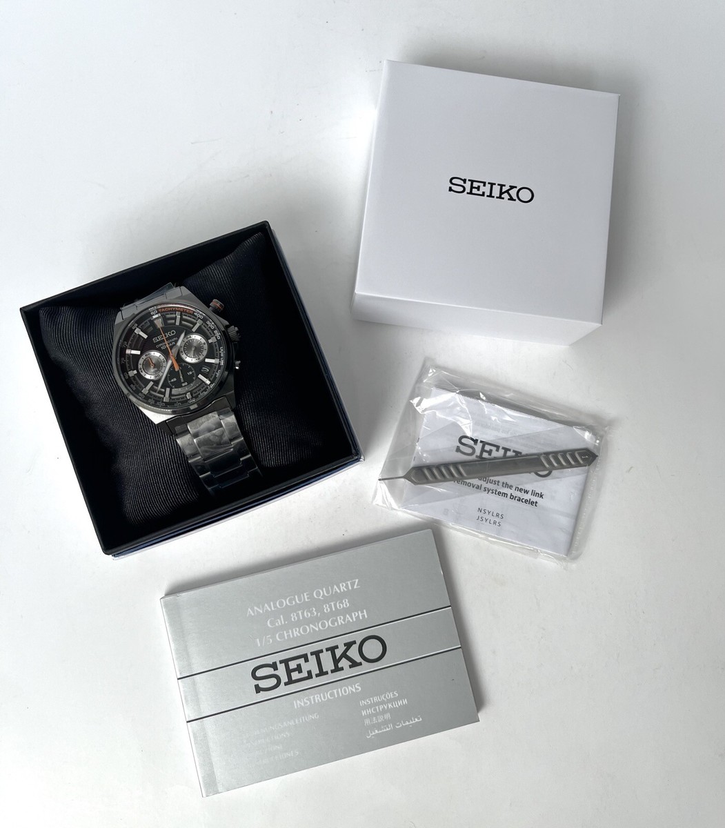 New! Seiko SSB399P1 Chronograph Tachymeter Black Dial Black Steel