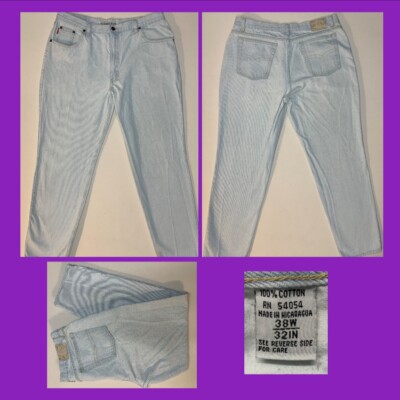 Vintage 90 s Bugle Boy Jeans 38x32 100% Cotton Mom Jeans Light Wash High Waist