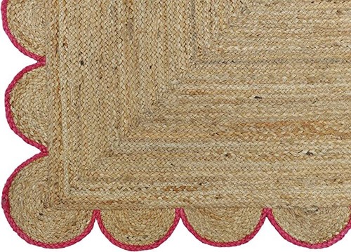 Alfombra de vieira de yute con forma rectangular alfombra de área trenzada a mano para sala de estar pasillo - Imagen 23 de 42