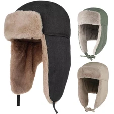 Winter Military Aviator Hat Warm Russian Ushanka Hats with Fur Ear Flaps Ski Cap