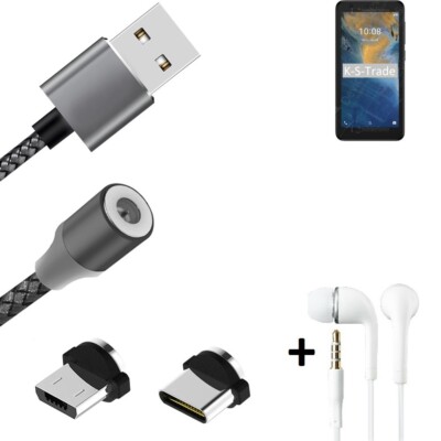 Daten-Lade-Kabel + Kopfhörer für ZTE Blade A31 Lite mit USB-Typ C u. Micro-USB