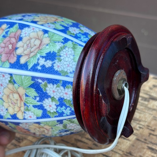 Pair Vintage Petite Chinese Porcelain Ginger Jar Table Lamps Blue & White Floral - Picture 9 of 13