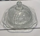 Vintage Madrid Clear Depression Glass Covered Butter Dish by Federal Glass