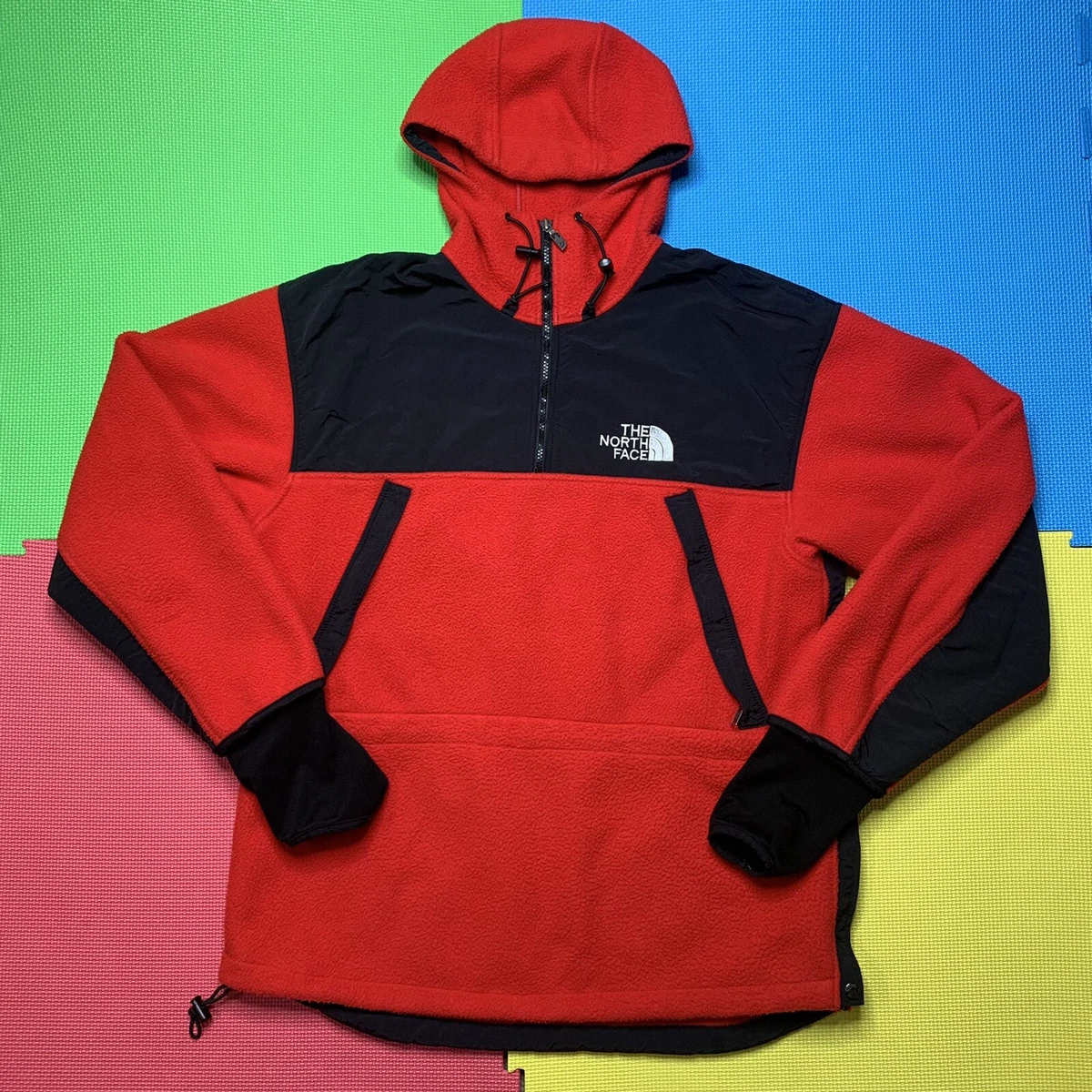 Vintage The North Face Made In Usa Fleece 1/4 Zip Jacket Hooded Size Large