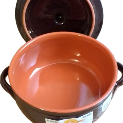 Tegame In Terracotta Artigianale Con Coperchio | Diametro 35 Cm | Per Cotture Lente E Sane - Foto 8