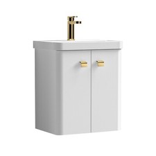Image of Wall Mounted 500mm Vanity Unit & Wash Basin 2-Door Soft Close Bathroom Cabinet