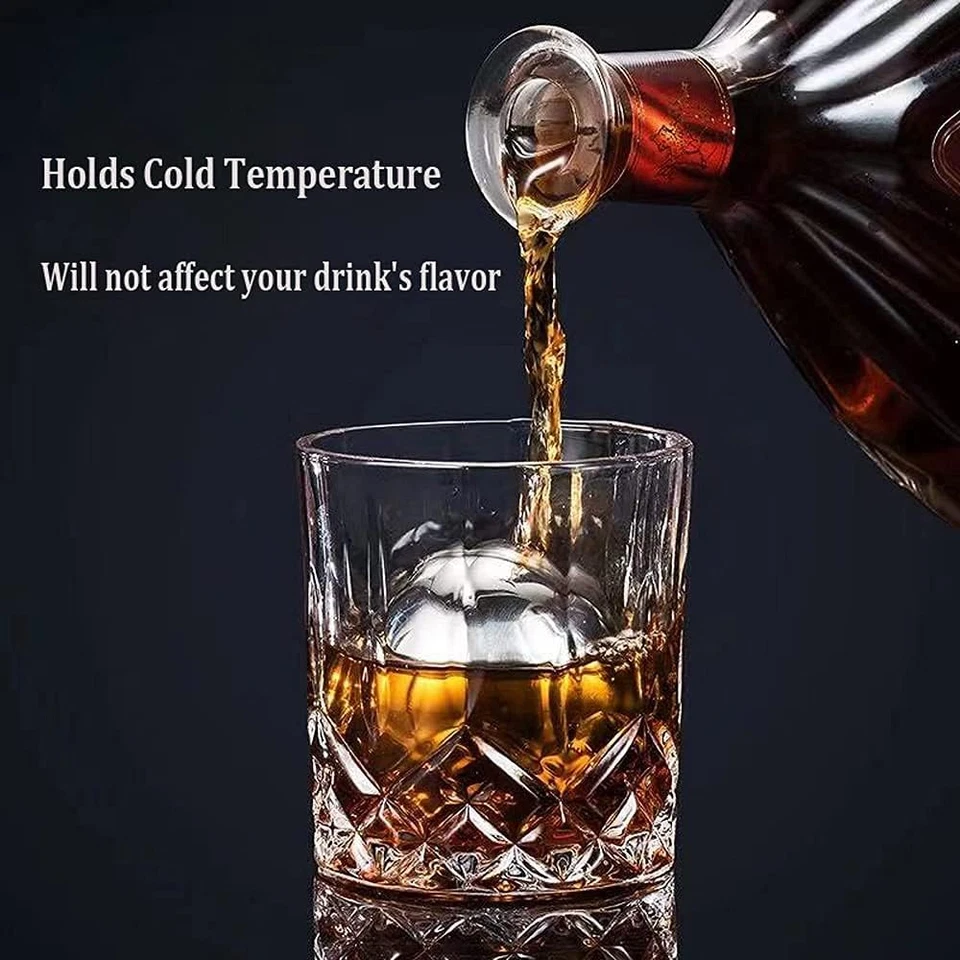 Reusable Stainless Steel Ice Cube Metal Large Whiskey Stones Gift Set for Men Ch - Image 3 of 4