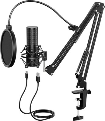 USB Gaming Mikrofon PC, TONOR Podcast Kondensator Microphone Kit Nierencharakter