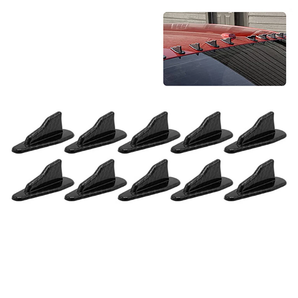 10PCS Carbon Fiber Style Diffuser Car Wing Roof Spoiler Bumper Decorative Trim - Image 4 of 4