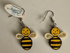 Bumble Bee Paper Earring, by Paper Sweetty, New, Black  Yellow