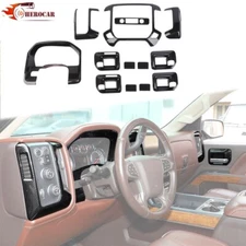 Carbon Fiber Center Console Dash Covers Kit For Chevy Silverado/GMC Sierra 14-17