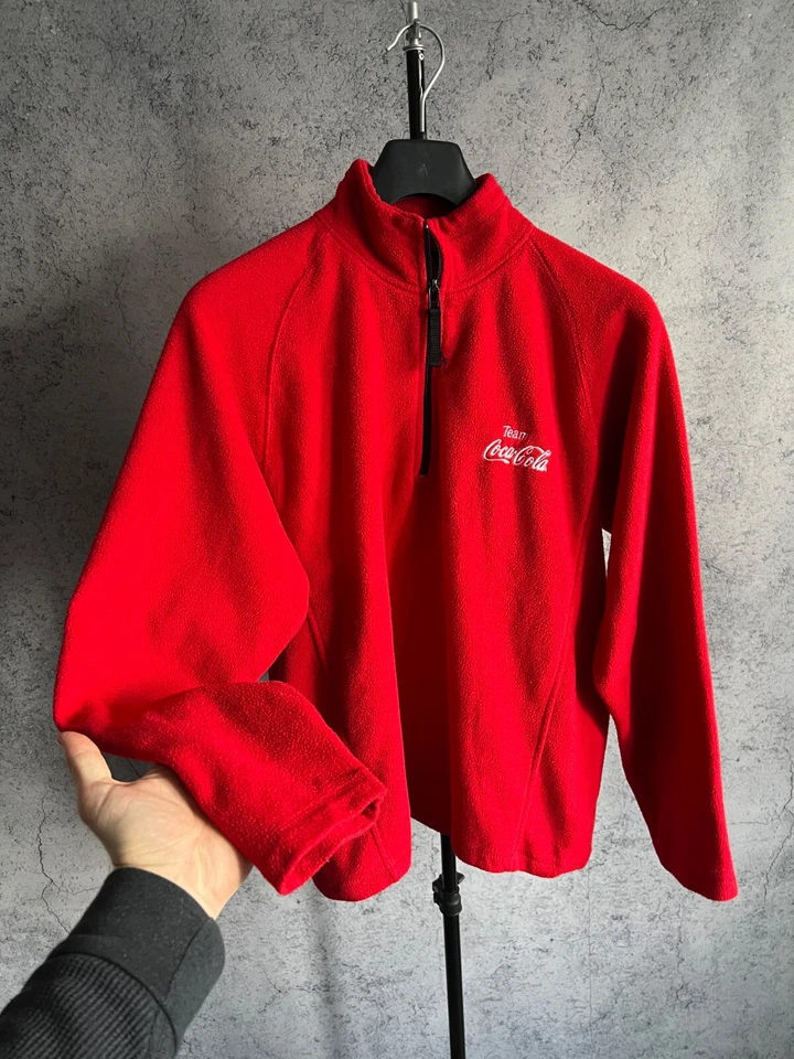 Coca Cola Team Fleece 1/4 Zip Sweatshirt Jacket Red men’s size M Long sleeve - Image 4 of 4