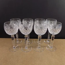 8 Waterford Crystal Alana Hock Wine Goblets Glasses 7-3/8" Tall Vintage Signed