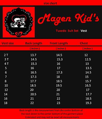 Magen Kids Boys Formal Suit 7pcs Set Suit 1-18 Charcoal 2 Button As1 Numeric Numeric 7