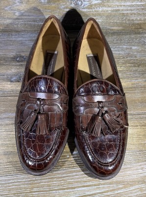 Johnston Murphy Cellini Mens 11M Brown Croc Embossed Tassel Loafer Italy Classic Johnston Murphy Cellini Loafers Shoes Tassel Brown Croc  main image 4