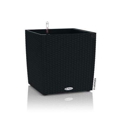 Lechuza Cube Cottage 40 - graphitschwarz Komplettset Pflanzkübel Blumentopf